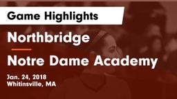 Northbridge  vs Notre Dame Academy Game Highlights - Jan. 24, 2018