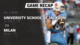 Recap: University School of Jackson vs. Milan  2016