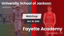 Matchup: University School vs. Fayette Academy  2020