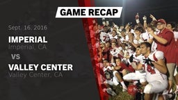 Recap: Imperial  vs. Valley Center  2016