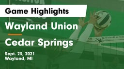 Wayland Union  vs Cedar Springs  Game Highlights - Sept. 23, 2021