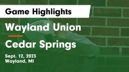 Wayland Union  vs Cedar Springs  Game Highlights - Sept. 12, 2023