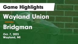 Wayland Union  vs Bridgman  Game Highlights - Oct. 7, 2023