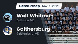 Recap: Walt Whitman  vs. Gaithersburg  2019