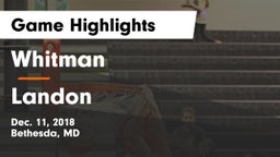 Whitman  vs Landon  Game Highlights - Dec. 11, 2018