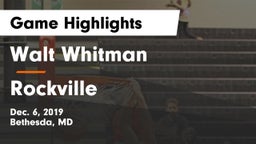 Walt Whitman  vs Rockville  Game Highlights - Dec. 6, 2019