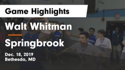 Walt Whitman  vs Springbrook  Game Highlights - Dec. 18, 2019