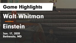 Walt Whitman  vs Einstein  Game Highlights - Jan. 17, 2020