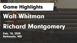 Walt Whitman  vs Richard Montgomery  Game Highlights - Feb. 18, 2020
