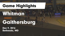 Whitman  vs Gaithersburg  Game Highlights - Dec 9, 2016