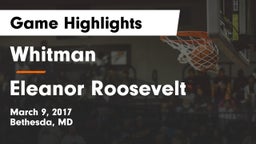 Whitman  vs Eleanor Roosevelt  Game Highlights - March 9, 2017