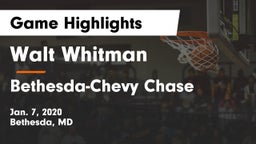 Walt Whitman  vs Bethesda-Chevy Chase  Game Highlights - Jan. 7, 2020