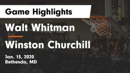 Walt Whitman  vs Winston Churchill  Game Highlights - Jan. 15, 2020