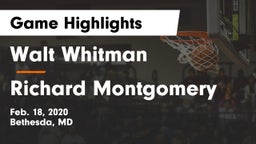 Walt Whitman  vs Richard Montgomery  Game Highlights - Feb. 18, 2020