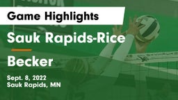 Sauk Rapids-Rice  vs Becker  Game Highlights - Sept. 8, 2022