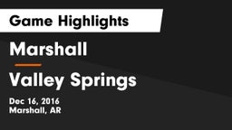 Marshall  vs Valley Springs Game Highlights - Dec 16, 2016