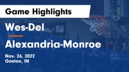 Wes-Del  vs Alexandria-Monroe  Game Highlights - Nov. 26, 2022