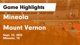 Mineola  vs Mount Vernon  Game Highlights - Sept. 22, 2023