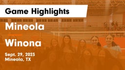 Mineola  vs Winona  Game Highlights - Sept. 29, 2023