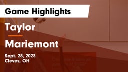 Taylor  vs Mariemont  Game Highlights - Sept. 28, 2023