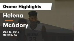 Helena  vs McAdory  Game Highlights - Dec 13, 2016