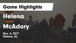 Helena  vs McAdory  Game Highlights - Dec. 4, 2017