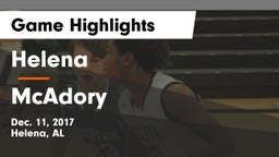 Helena  vs McAdory  Game Highlights - Dec. 11, 2017