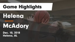 Helena  vs McAdory  Game Highlights - Dec. 10, 2018