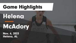 Helena  vs McAdory  Game Highlights - Nov. 6, 2023