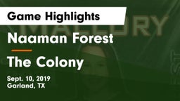 Naaman Forest  vs The Colony  Game Highlights - Sept. 10, 2019
