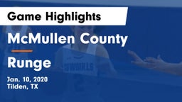 McMullen County  vs Runge Game Highlights - Jan. 10, 2020