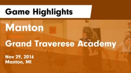 Manton  vs Grand Traverese Academy Game Highlights - Nov 29, 2016