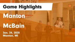 Manton  vs McBain  Game Highlights - Jan. 24, 2020