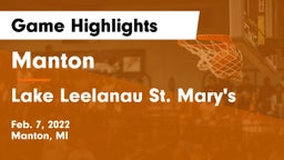 Manton  vs Lake Leelanau St. Mary's Game Highlights - Feb. 7, 2022