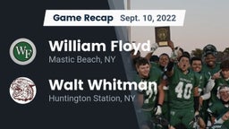 Recap: William Floyd  vs. Walt Whitman  2022