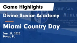 Divine Savior Academy vs Miami Country Day  Game Highlights - Jan. 29, 2020