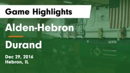 Alden-Hebron  vs Durand  Game Highlights - Dec 29, 2016