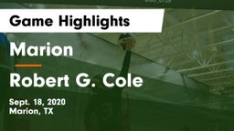 Marion  vs Robert G. Cole  Game Highlights - Sept. 18, 2020
