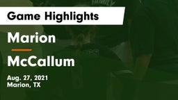 Marion  vs McCallum  Game Highlights - Aug. 27, 2021