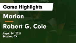 Marion  vs Robert G. Cole  Game Highlights - Sept. 24, 2021