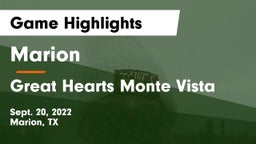 Marion  vs Great Hearts Monte Vista Game Highlights - Sept. 20, 2022