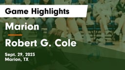 Marion  vs Robert G. Cole  Game Highlights - Sept. 29, 2023