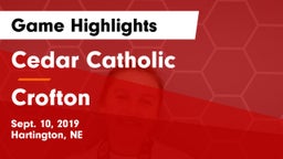 Cedar Catholic  vs Crofton  Game Highlights - Sept. 10, 2019