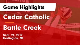 Cedar Catholic  vs Battle Creek  Game Highlights - Sept. 24, 2019