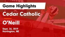 Cedar Catholic  vs O'Neill  Game Highlights - Sept. 26, 2019