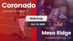 Matchup: Coronado  vs. Mesa Ridge  2020