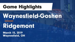 Waynesfield-Goshen  vs Ridgemont  Game Highlights - March 15, 2019