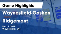 Waynesfield-Goshen  vs Ridgemont  Game Highlights - Feb. 5, 2021