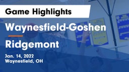 Waynesfield-Goshen  vs Ridgemont  Game Highlights - Jan. 14, 2022