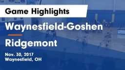 Waynesfield-Goshen  vs Ridgemont  Game Highlights - Nov. 30, 2017